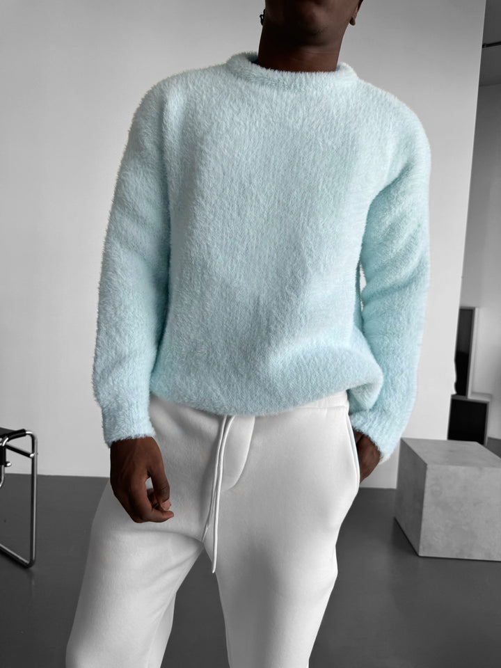 Oversize Hairy Rope Sweater - Ice Blue