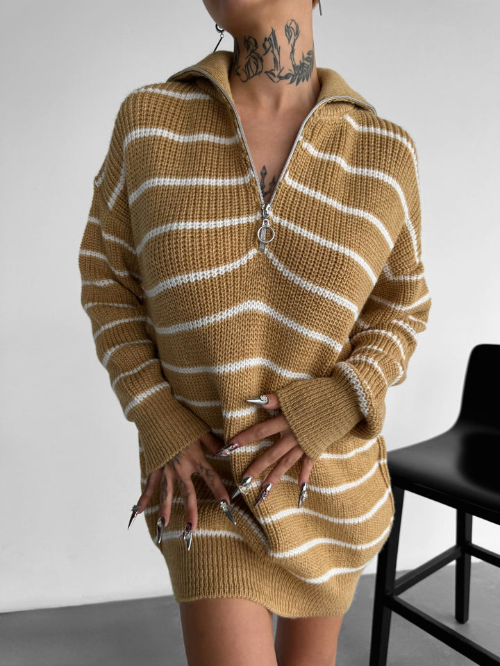 Oversize Zipper Pullover - Mustard