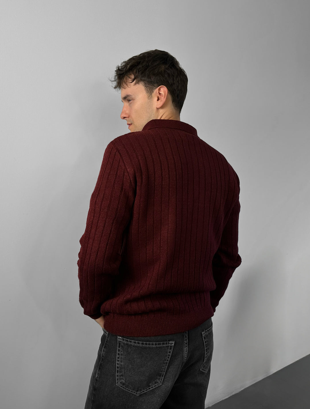 Loose Fit Polo Knit Pullover - Port Royale