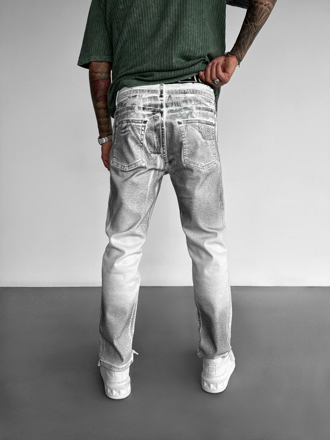 Slim Fit Washed Jeans - Light Grey