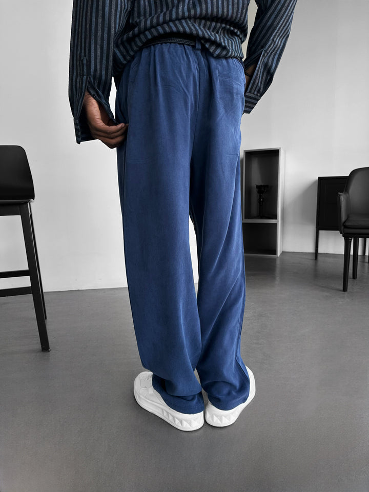 Baggy Tencel Trousers - Navy Blue
