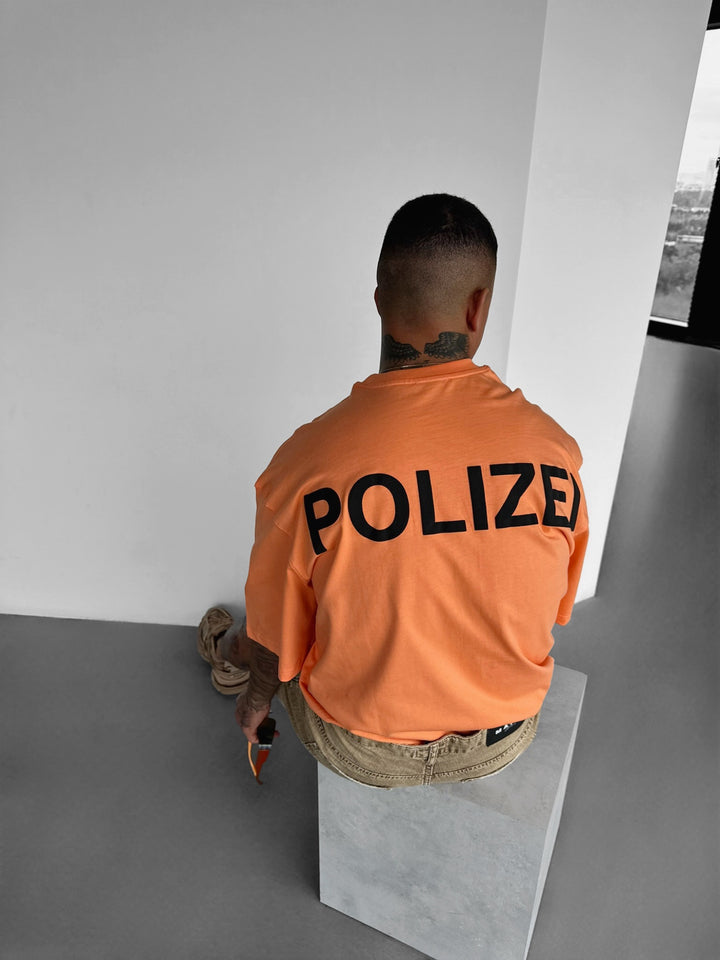 Oversize Polizei T-shirt - Orange