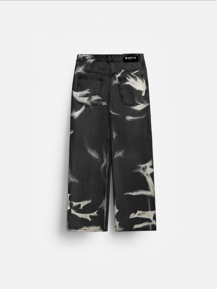 Baggy Partly Dyed Jeans - Black