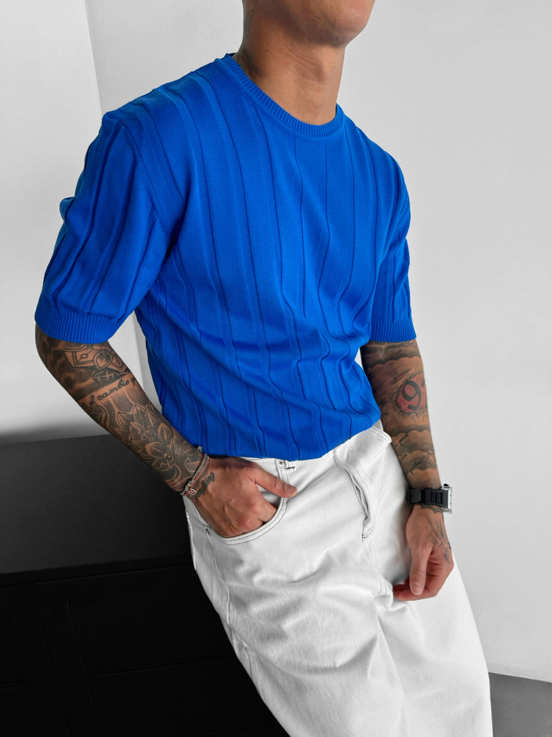 Regular Fit Knit Lines T-shirt - Saks