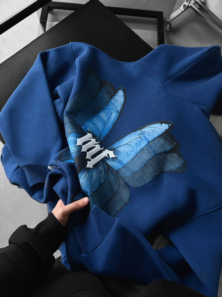 Oversize Butterfly Effect Hoodie - Navy Peony