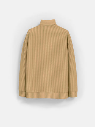 Oversize Collar Knit Sweater - Beige