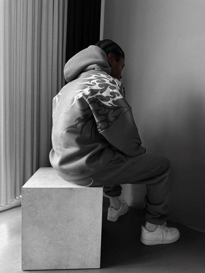 Oversize Tribal Hoodie - Anthracite
