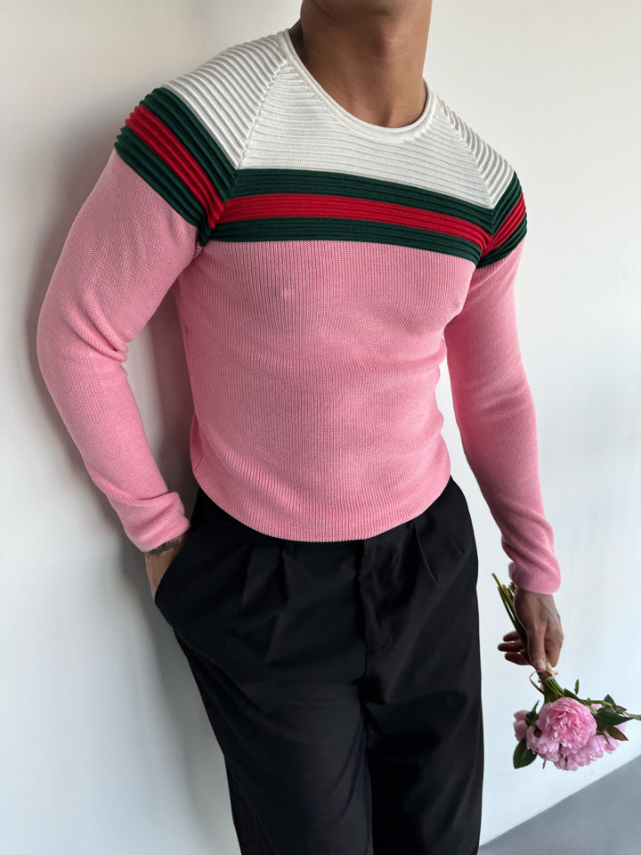 Color Blocked Sweater - Pink