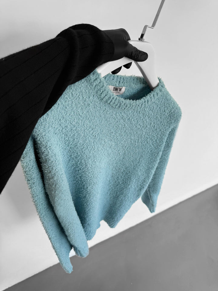 Oversize Plush Pullover - Stone Blue