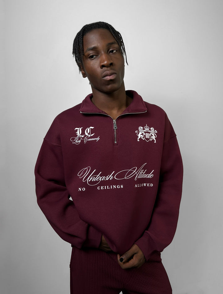 Oversize Half-Zip Local Sweatshirt - Bordeaux