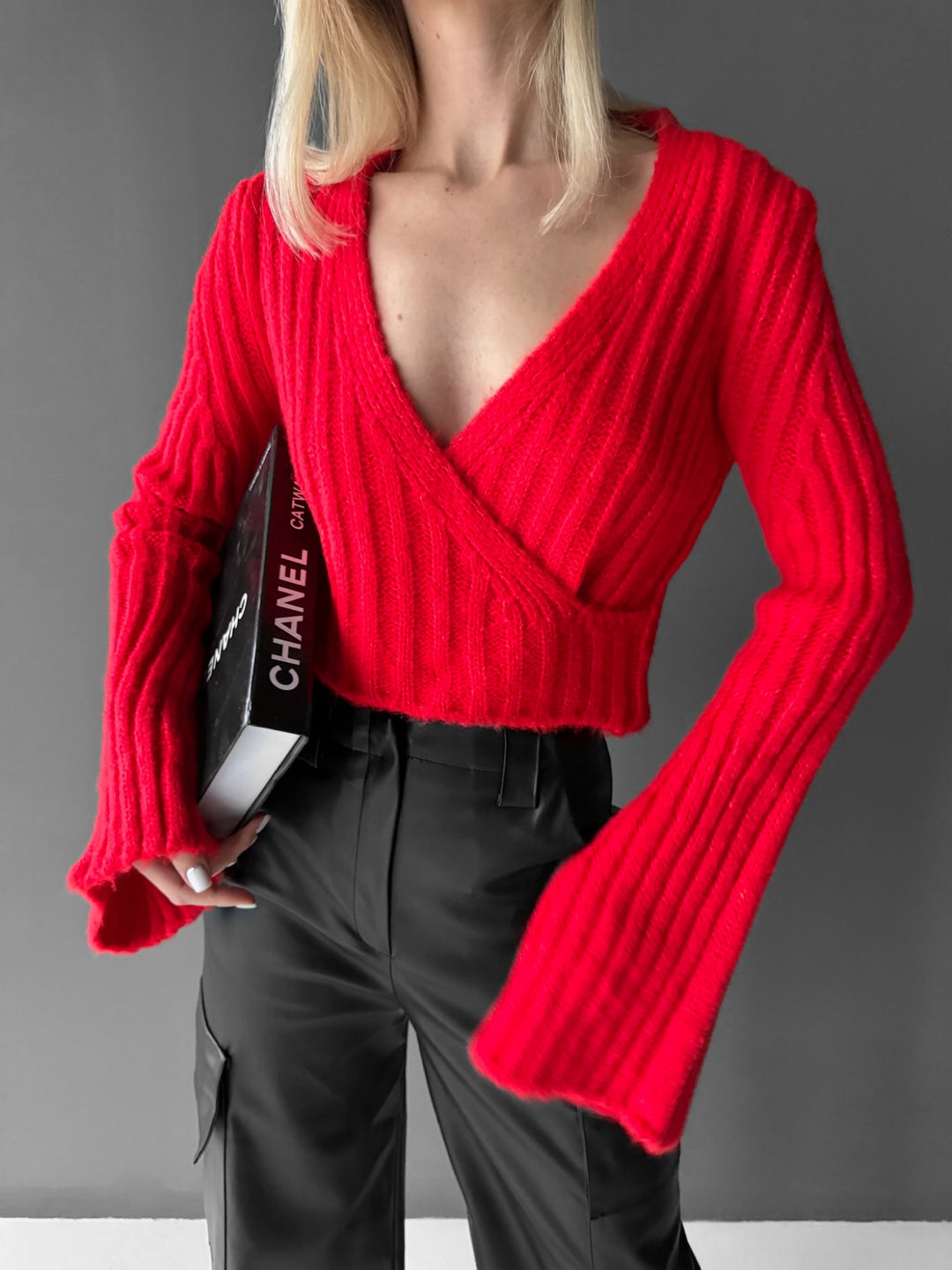 Tied Knit Top - Red