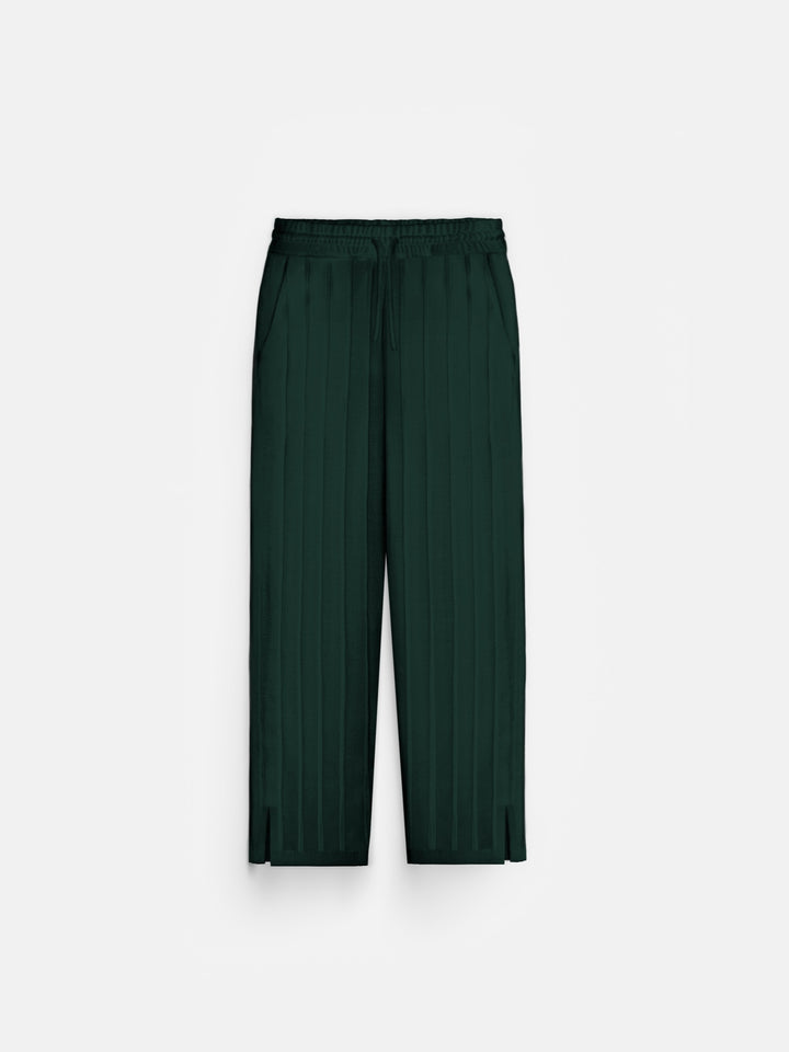 Loose Fit Wide Ribbed Pant - Emerald Green