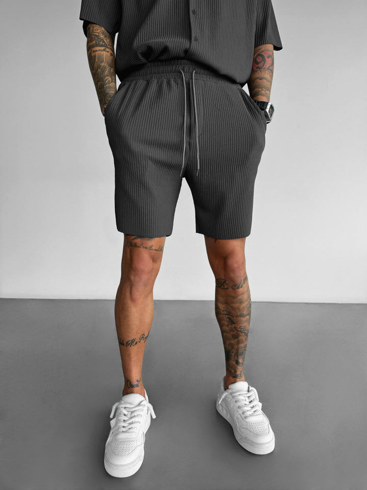 Loose Fit Ribbed Shorts - Anthracite
