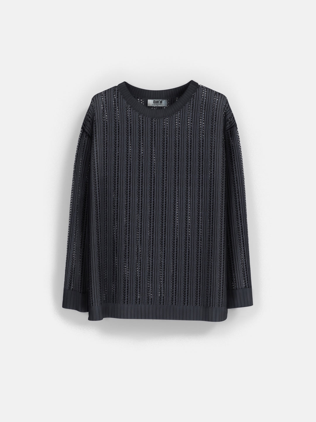 Oversize Knit Holey Sweater - Anthracite