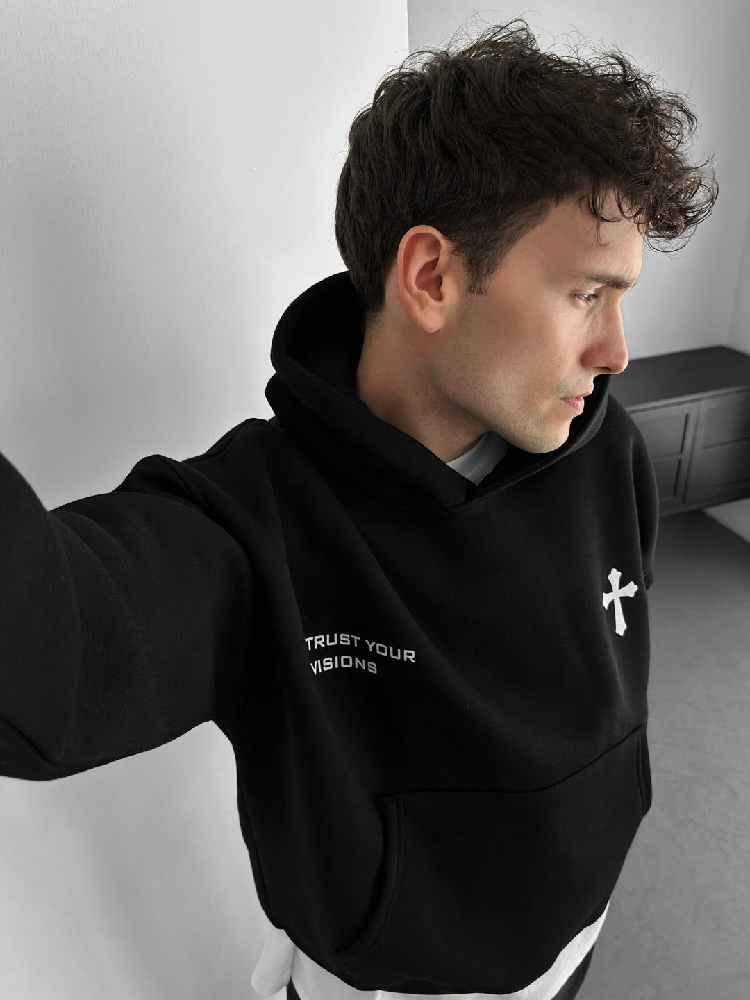 Oversize Cross Hoodie - Black