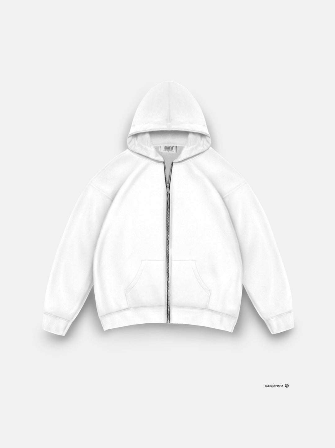 Oversize Basic Zipper Hoodie - White