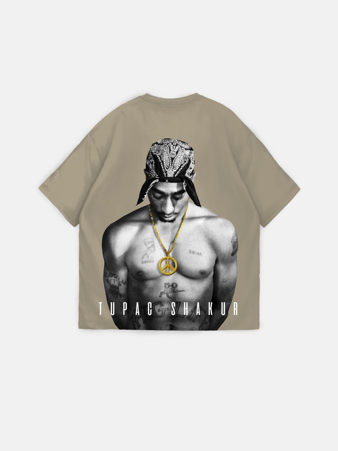 Oversize Tupac Shakur T-shirt - Stone
