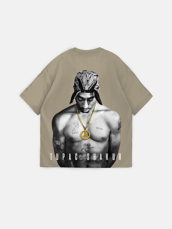 Oversize Tupac Shakur T-shirt - Stone