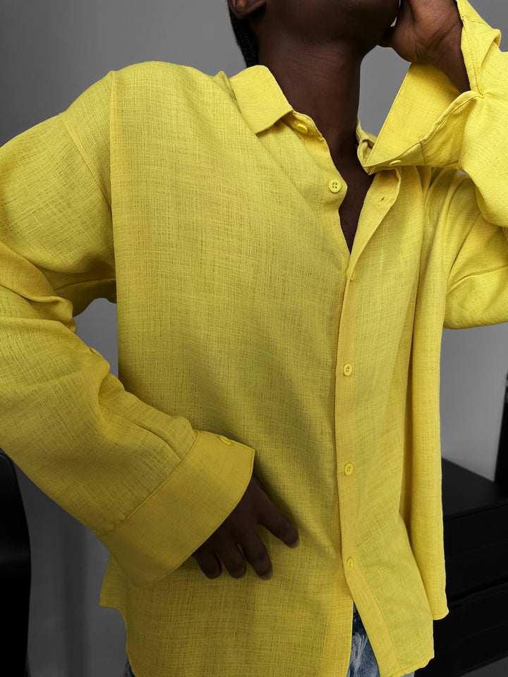Oversize Linen Shirt - Yellow