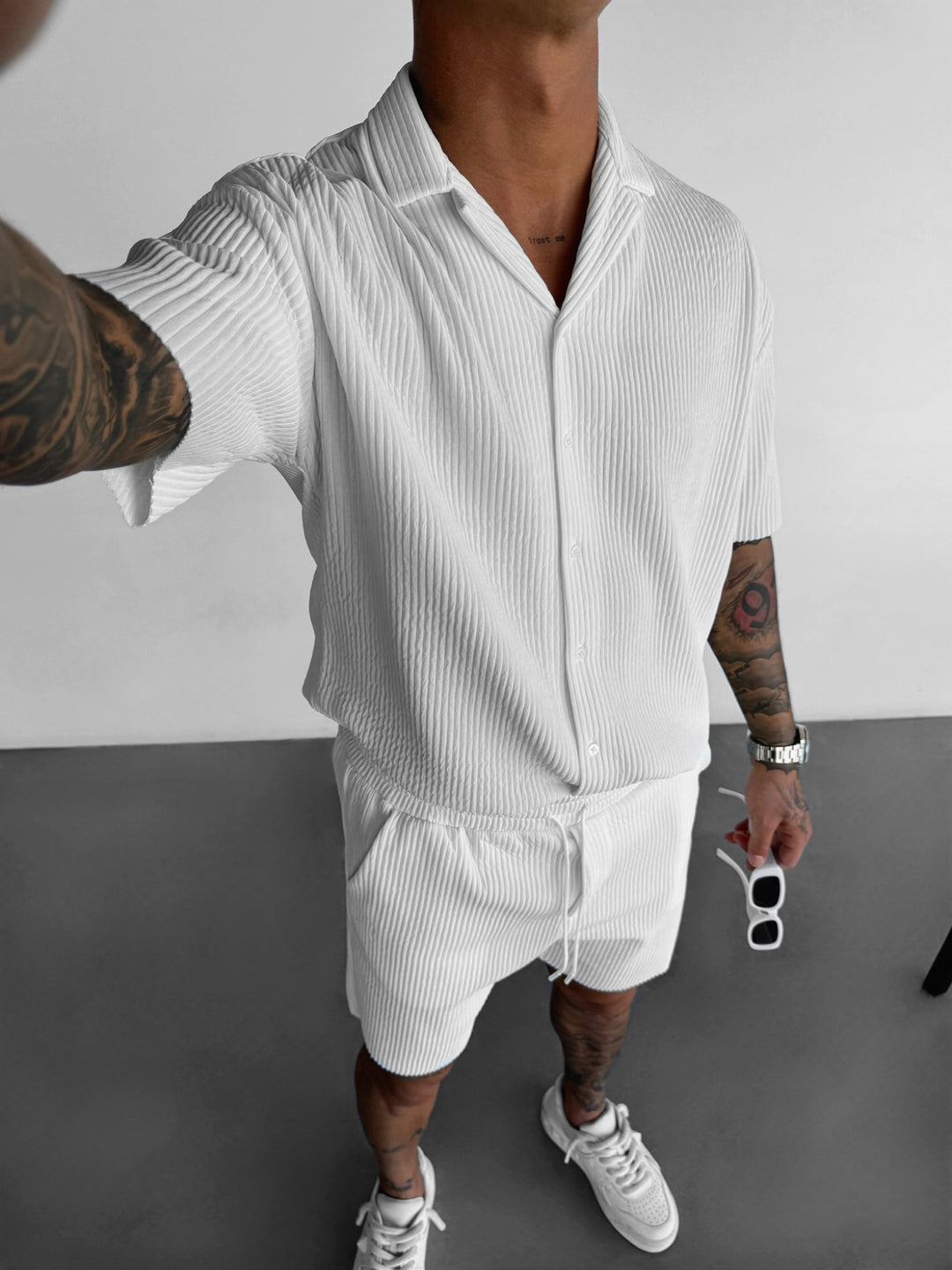 Oversize Ribbed Shirt - White