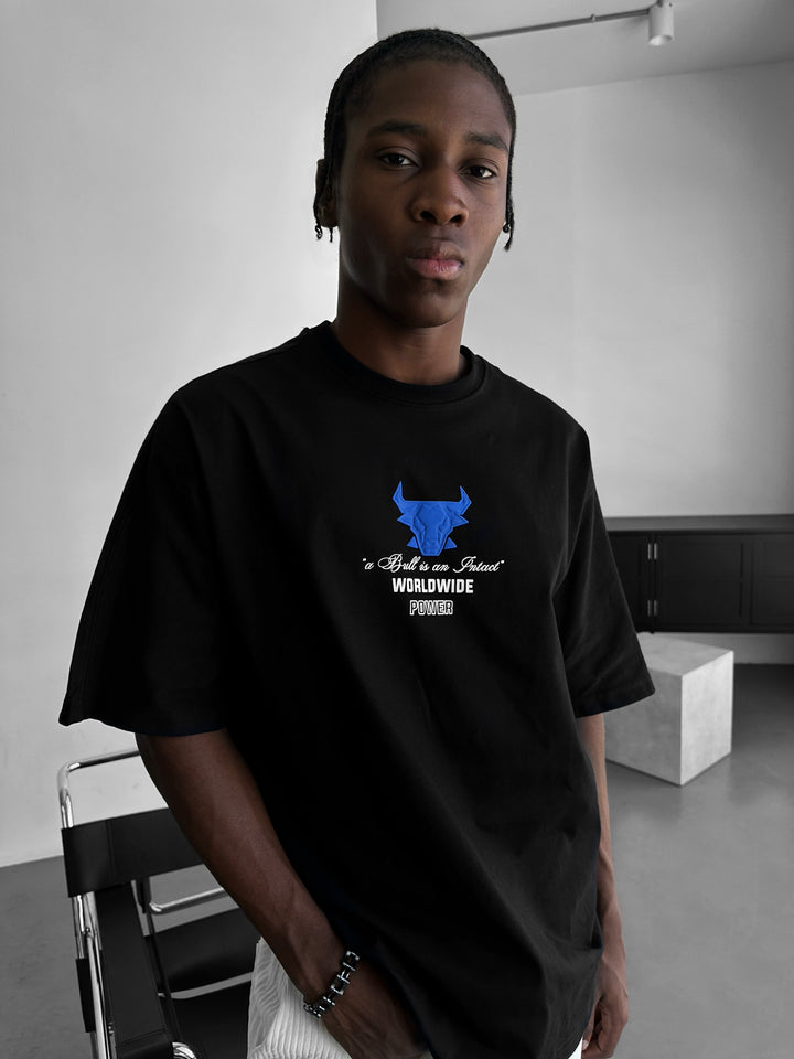 Oversize Bull Worldwide T-shirt - Black and Saks