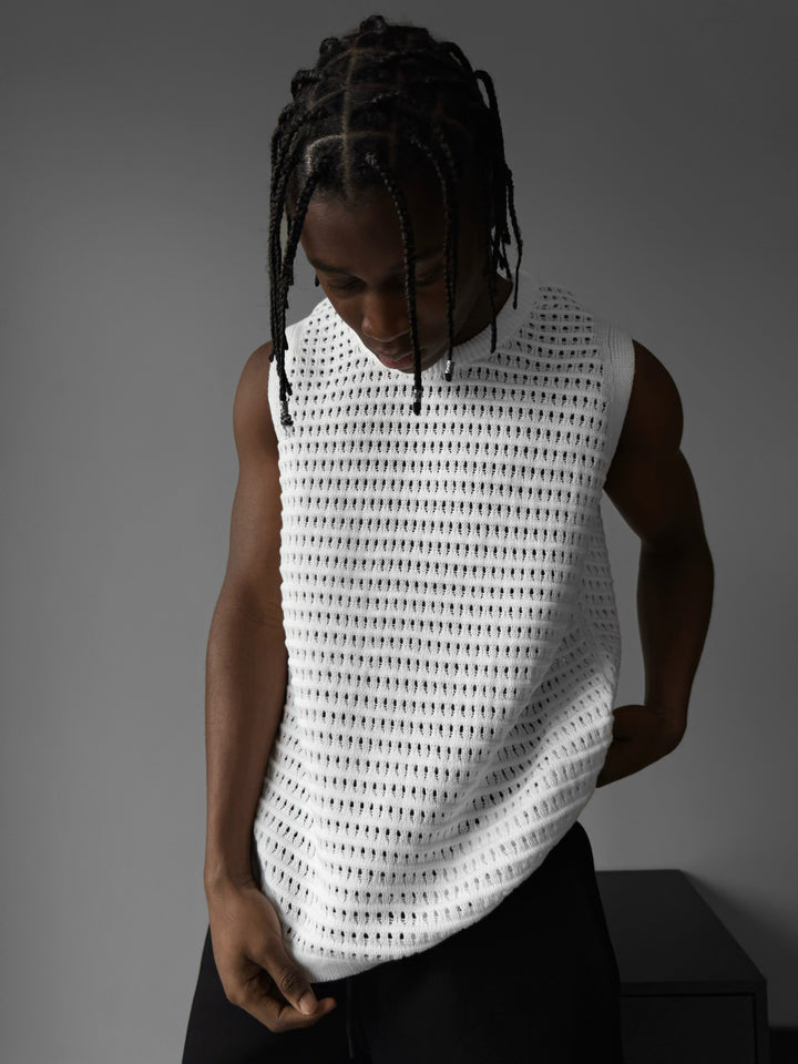 Oversize Grid Tanktop - White