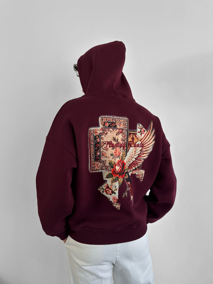Oversize Floating Roots Hoodie - Bordeaux