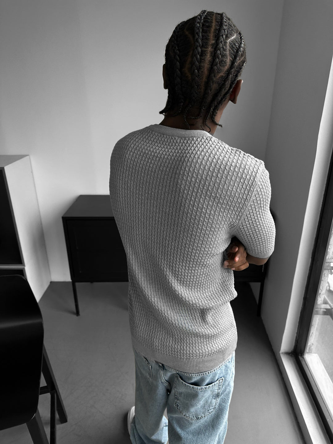 Regular Fit Waffle Button T-shirt - Ecru