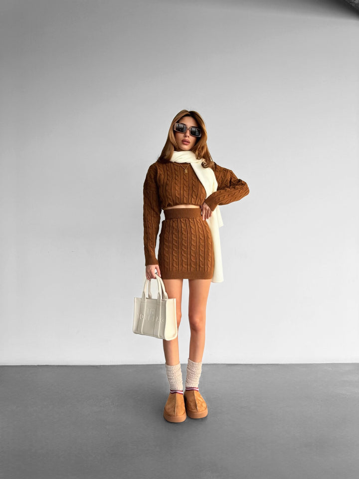 Mini Braid Skirt - Brown
