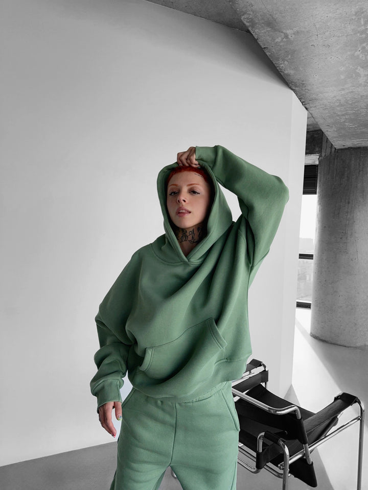 Oversize Basic Women Hoodie - Moss