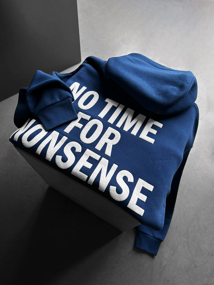 Oversize “No Time for Nonsense” Hoodie - Navy Peony
