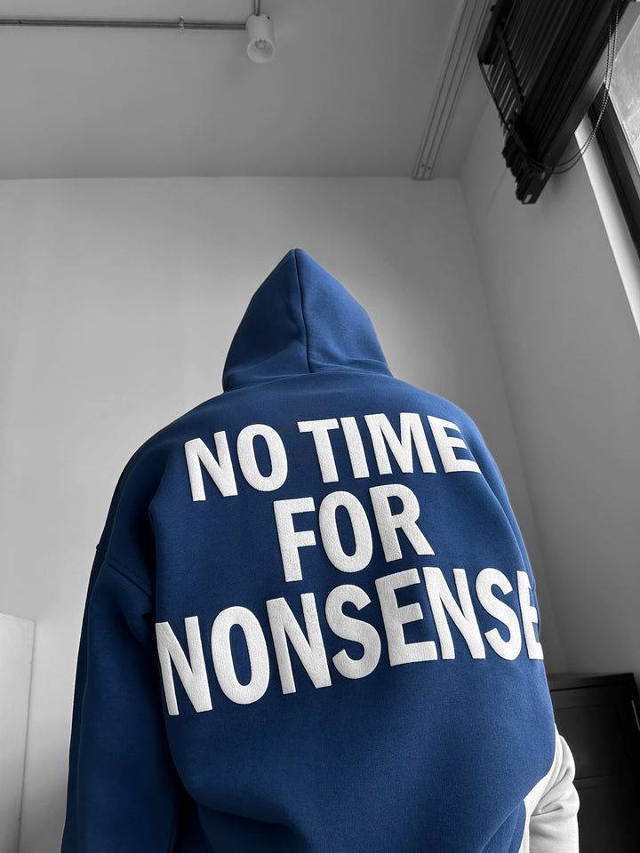 Oversize “No Time for Nonsense” Hoodie - Navy Peony