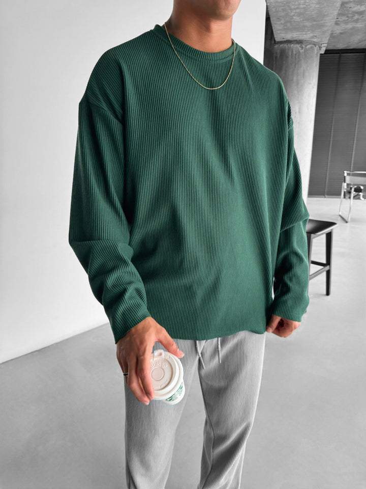 Oversize Cord Sweater - Forest Green