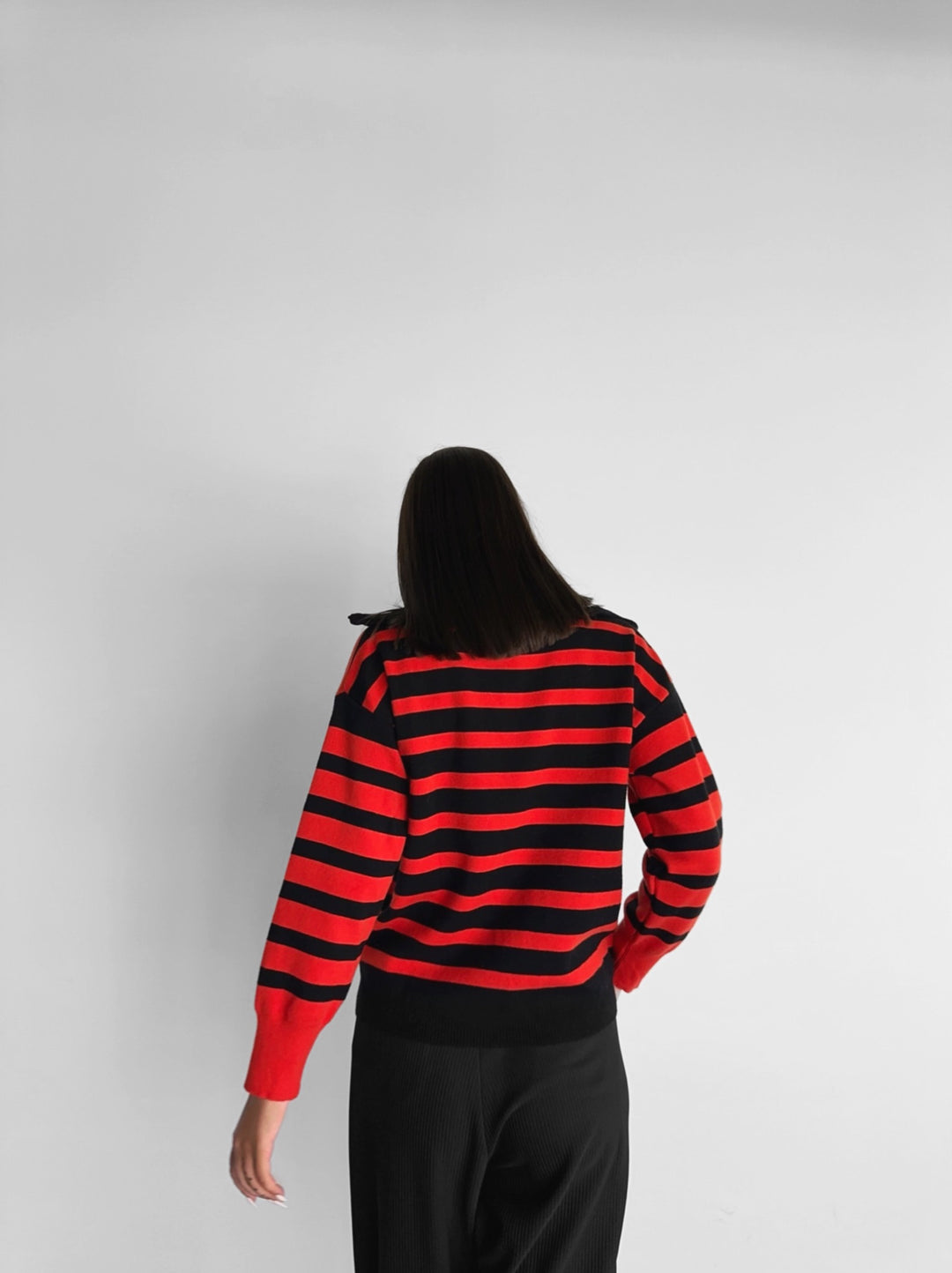 Textured Zipper Sweater - Red