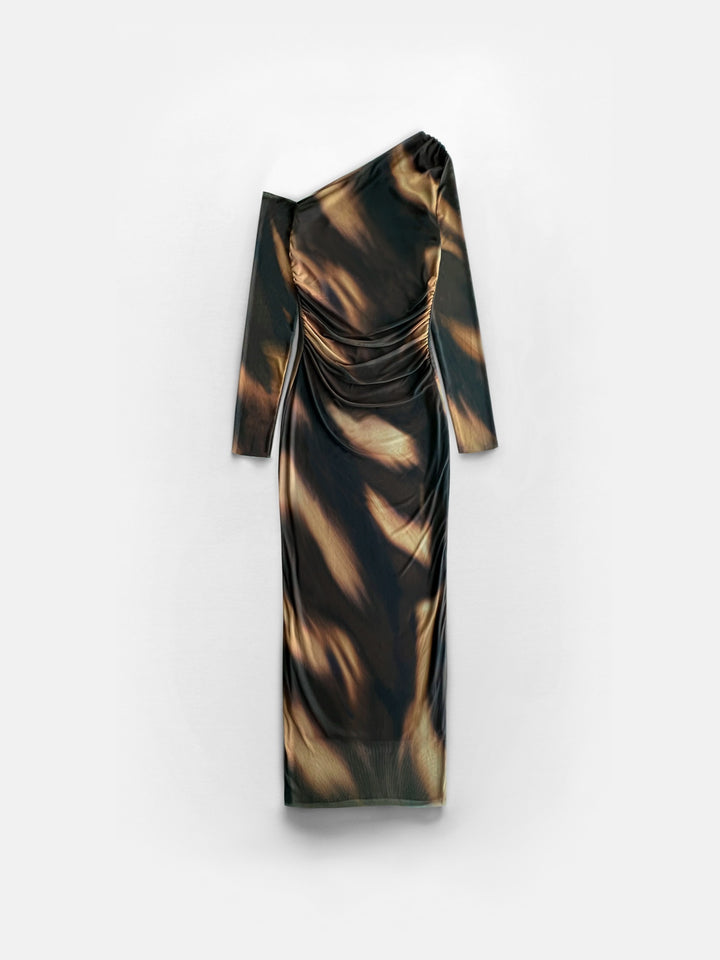 Abstract Pattern Maxi Dress - Brown