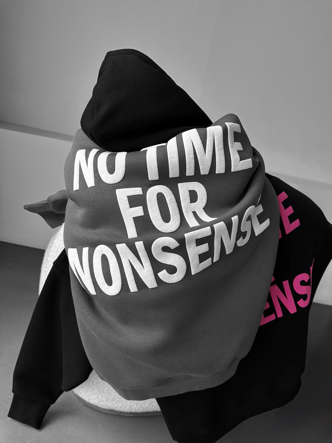 Oversize “No Time for Nonsense” Hoodie - Anthracite