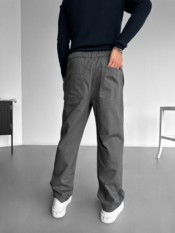 Straight Fit Trousers - Anthracite