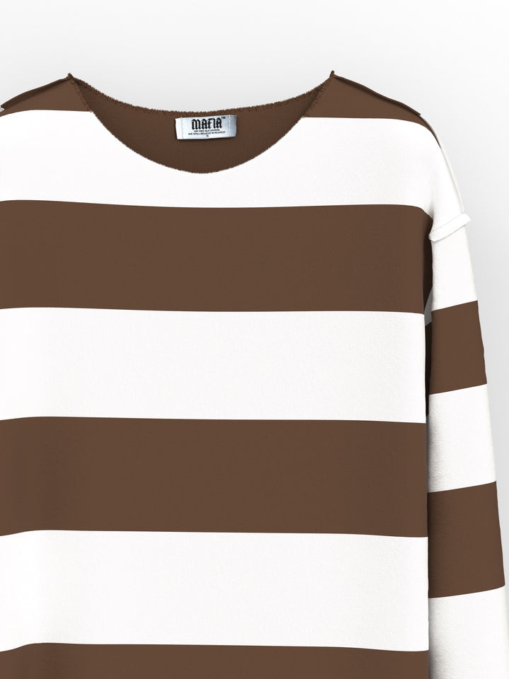 Oversize Strip Sweater - Brown