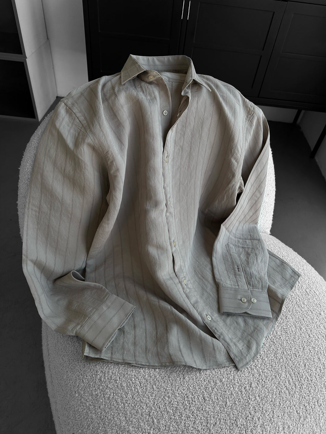 Regular Fit Striped Line Shirt - Camel