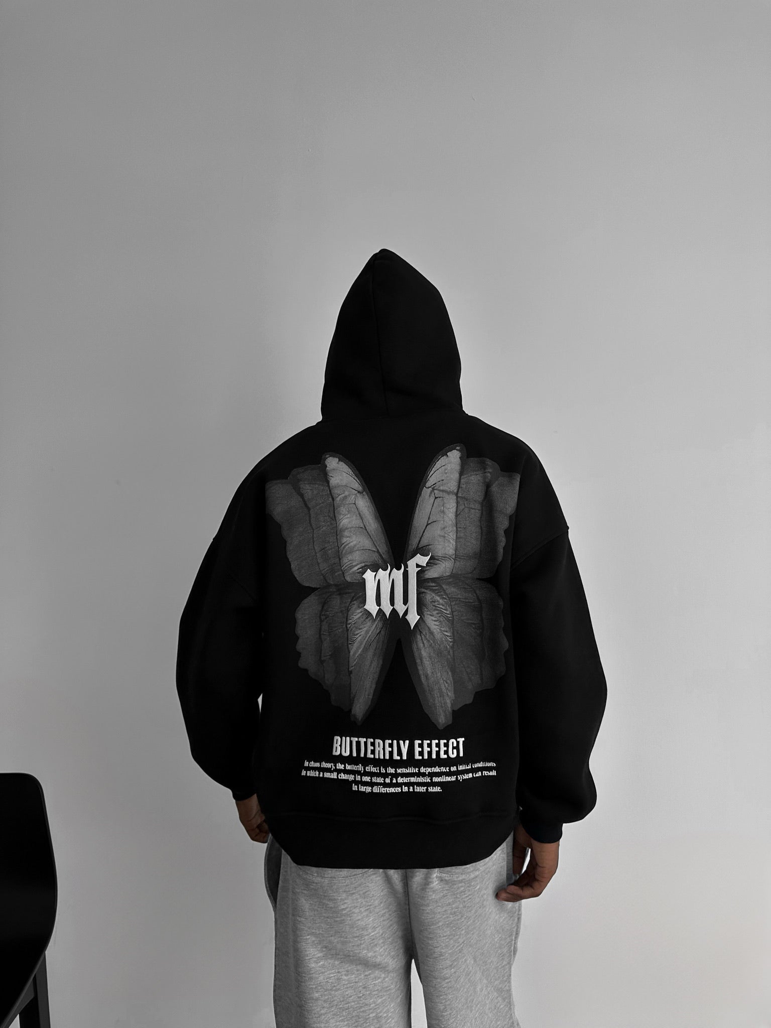 Oversize Butterfly Effect Hoodie - Black and Anthracite – Kleidermafia