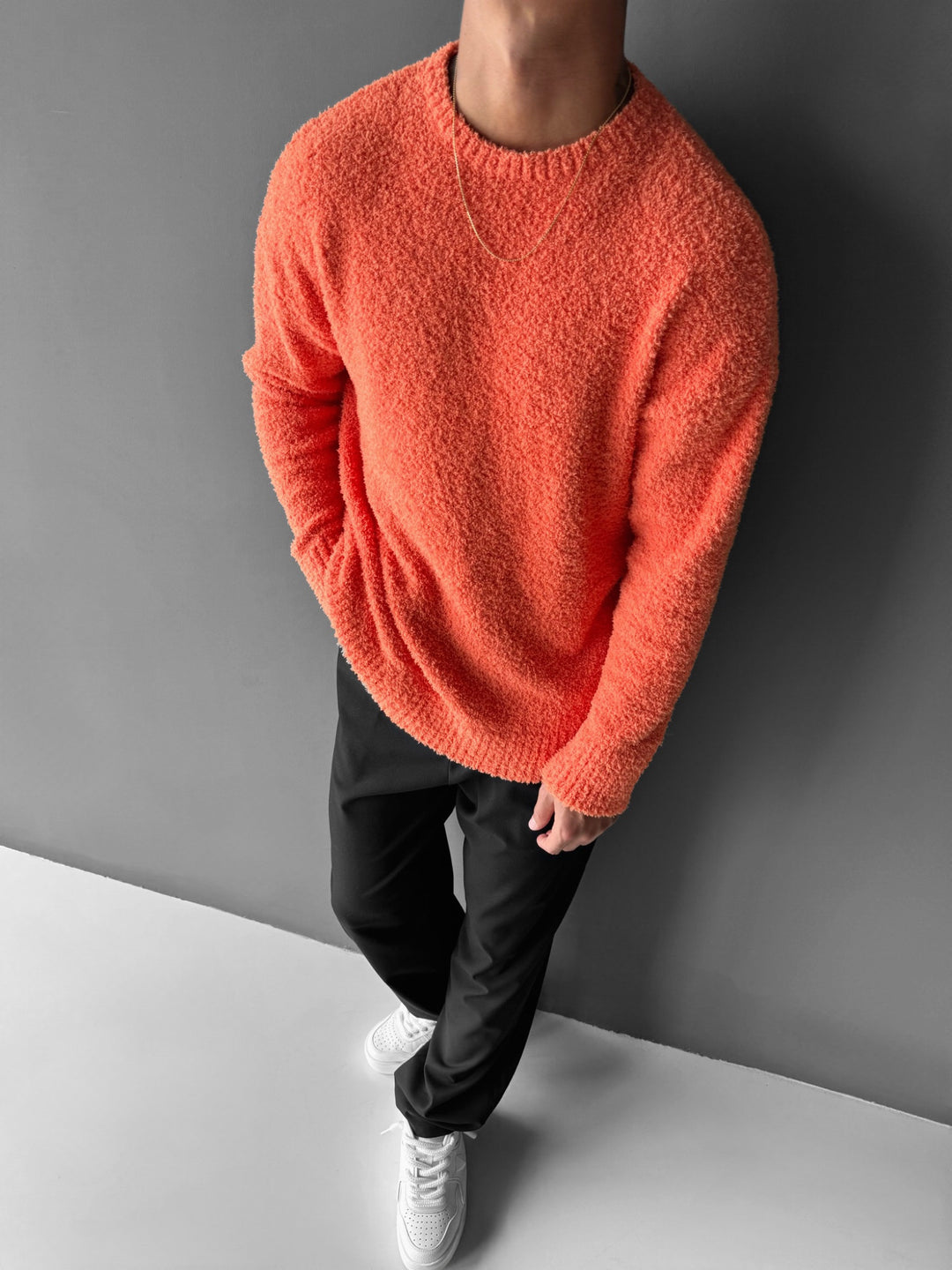 Oversize Plush Pullover - Orange