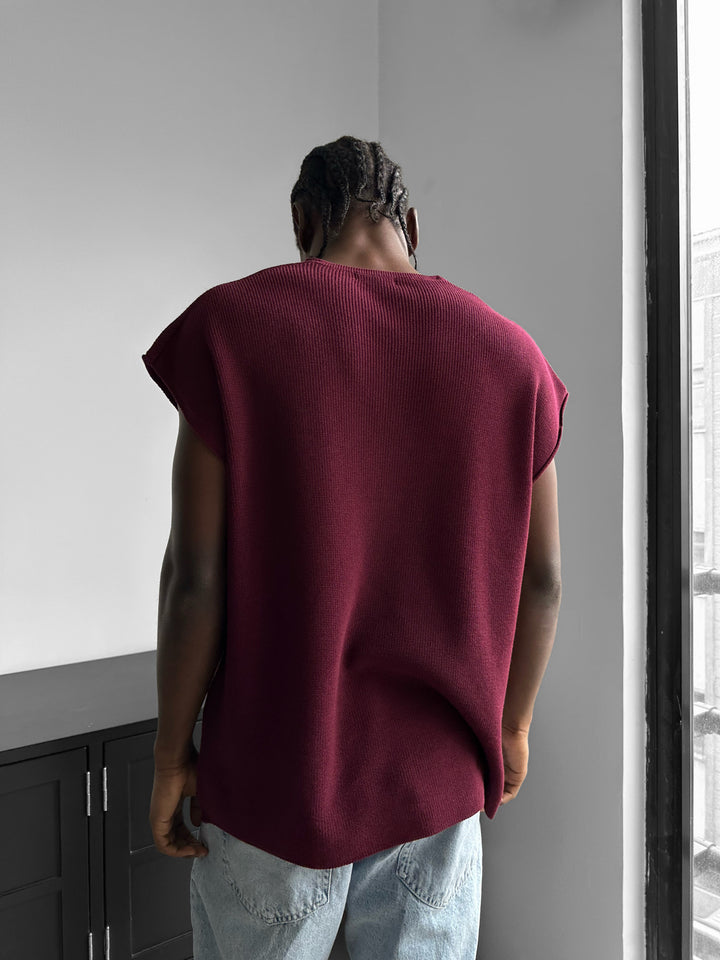 Oversize rolled Edge Knit Tanktop - Plum