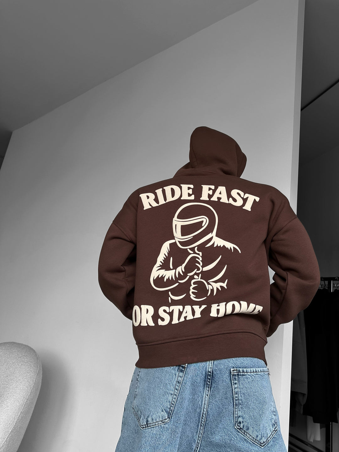 Oversize Ride Fast Hoodie - Brown