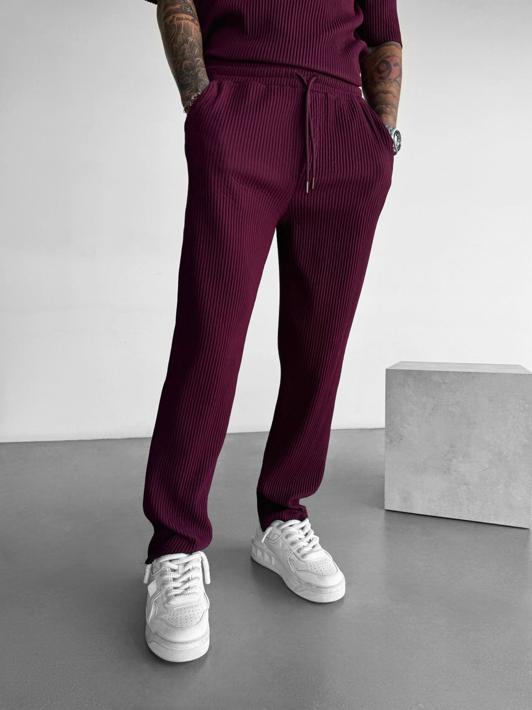 Loose Fit Ribbed Trousers - Port Royale