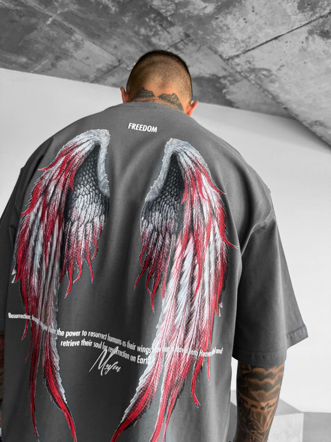 Oversize Angel Wings T-Shirt - Anthracite