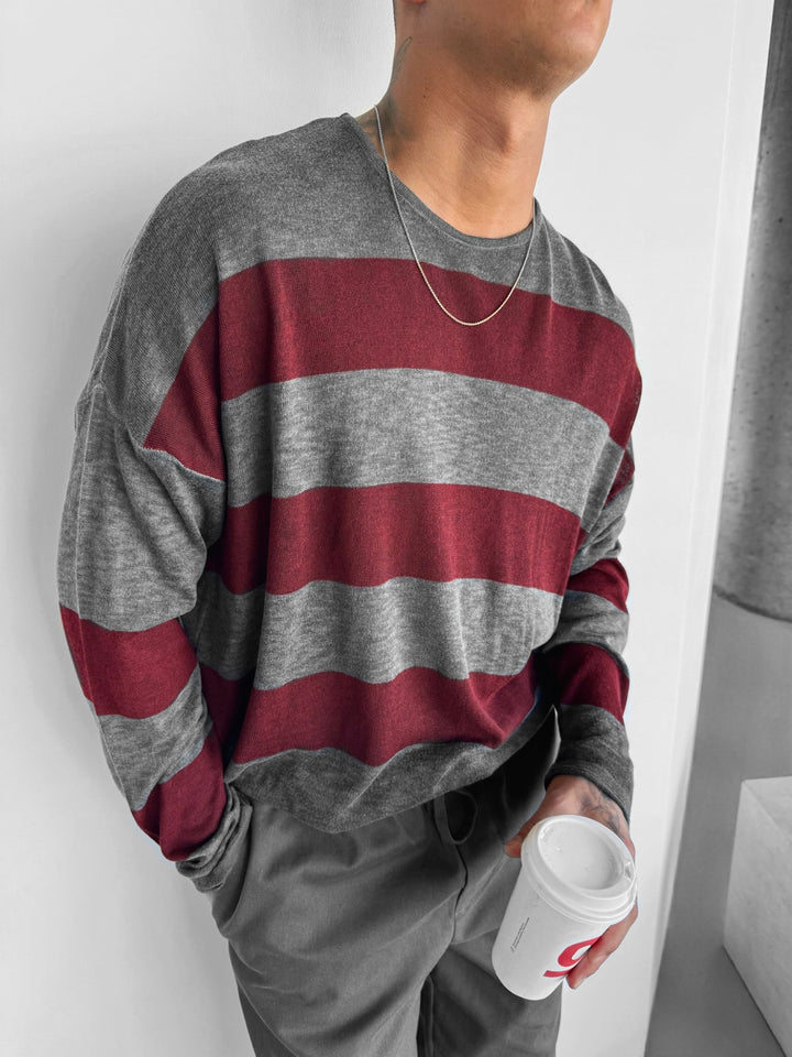 Block Pattern Sweater - Red