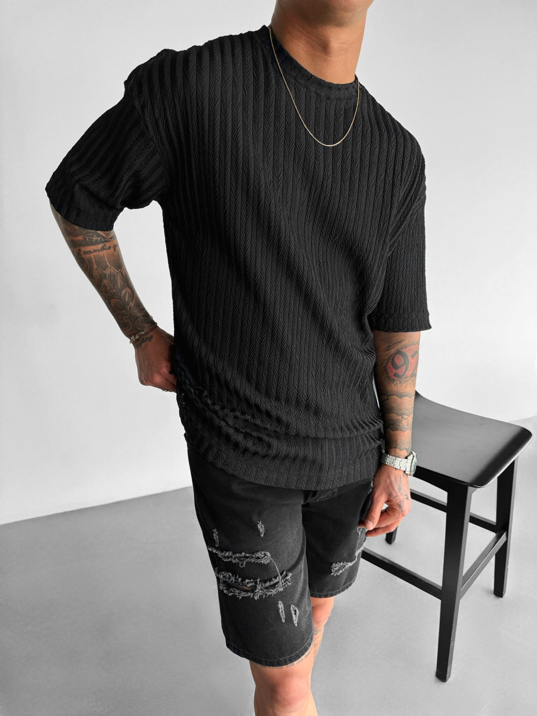 Oversize Structured T-Shirt - Black