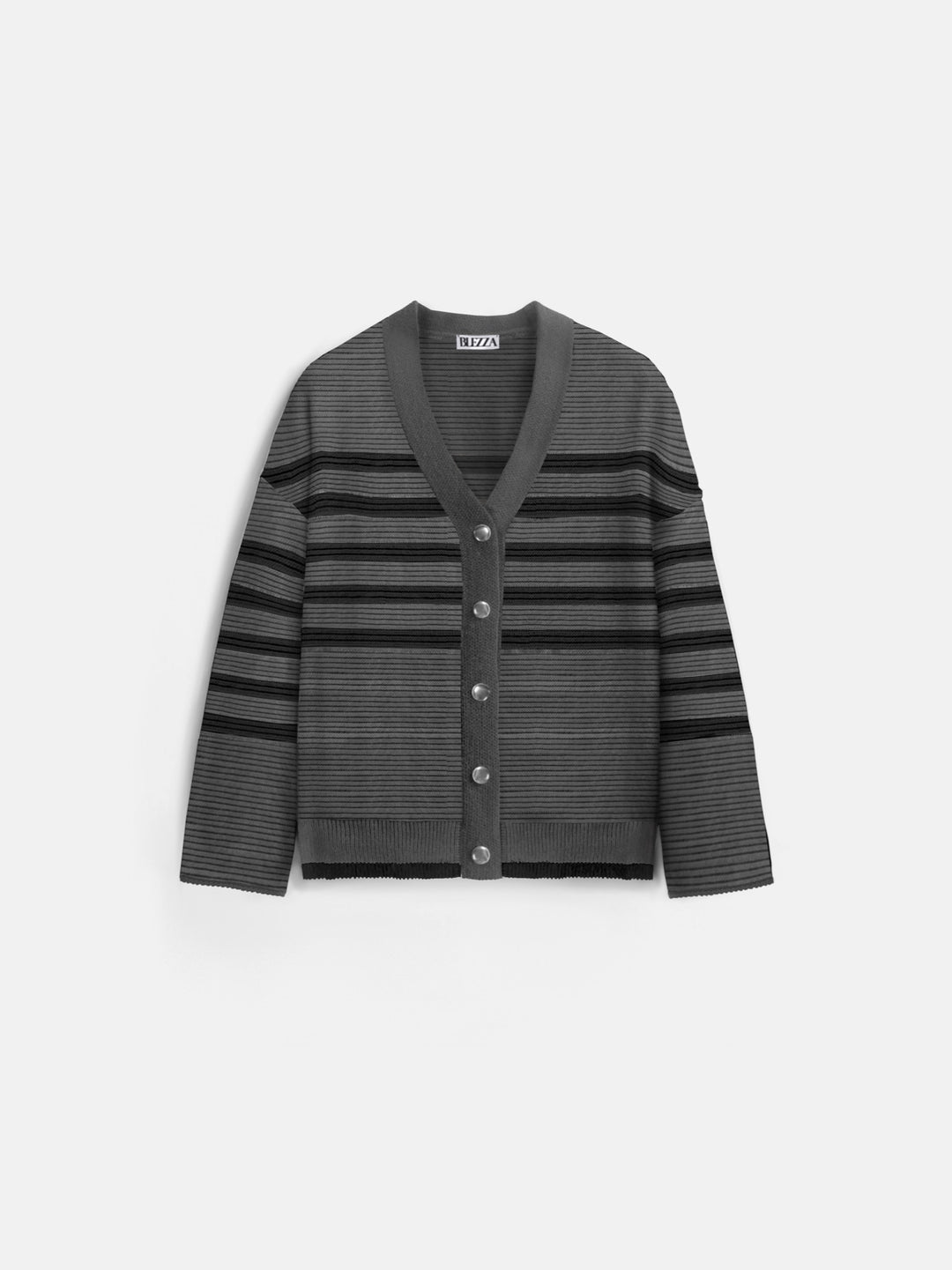 Oversize Textured Knit Cardigan - Anthracite