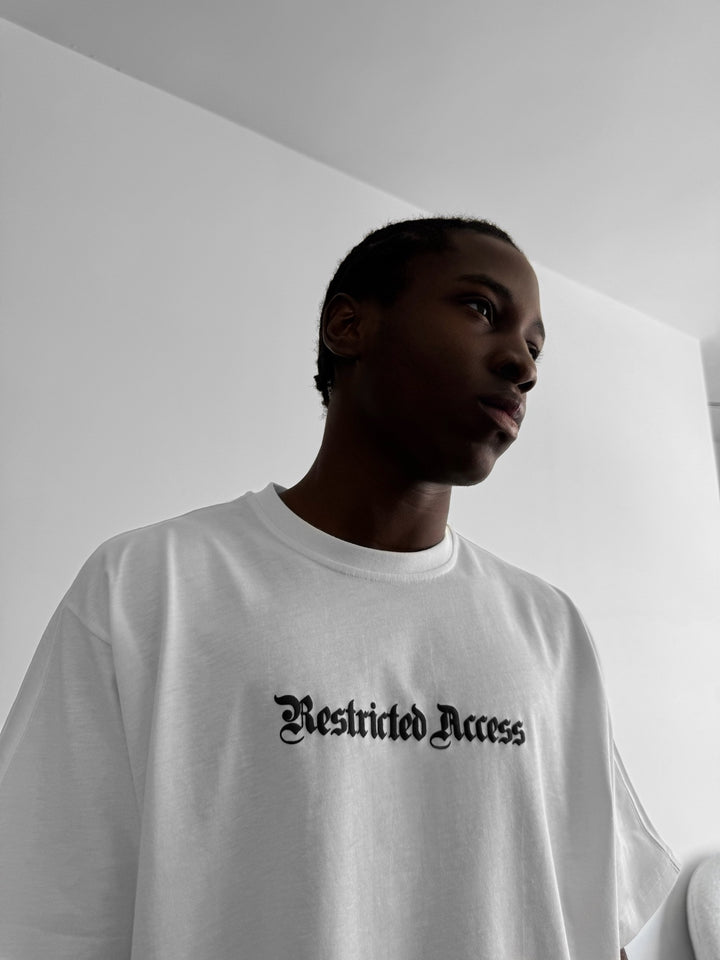 Oversize 'Restricted Access' T-Shirt - Ecru