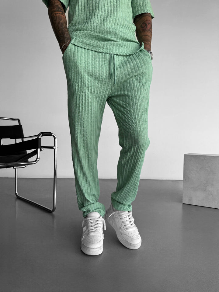 Loose Fit Structured Trousers - Quiet Green